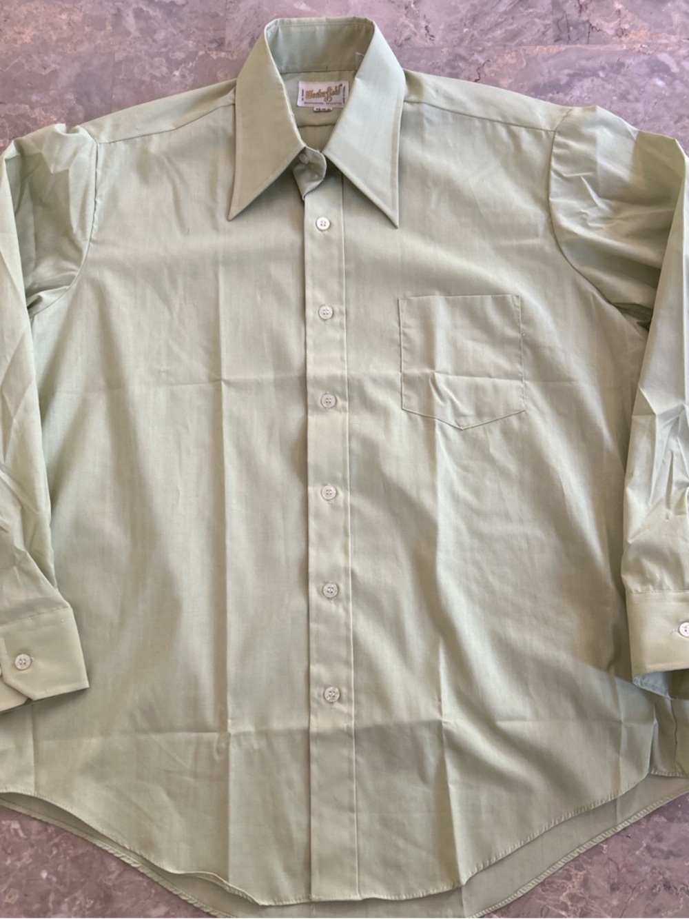 Vintage 70s Westerfield Green Dress Shirt 16.5 34-35 Mens L